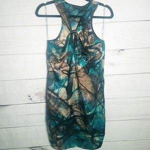 Women's Blue Brown Marble Print Dress S